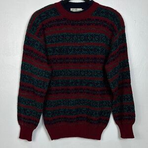 Sears Roebuck & Co 80s Vintage Wool Blend Geo Pattern Sweater Size M